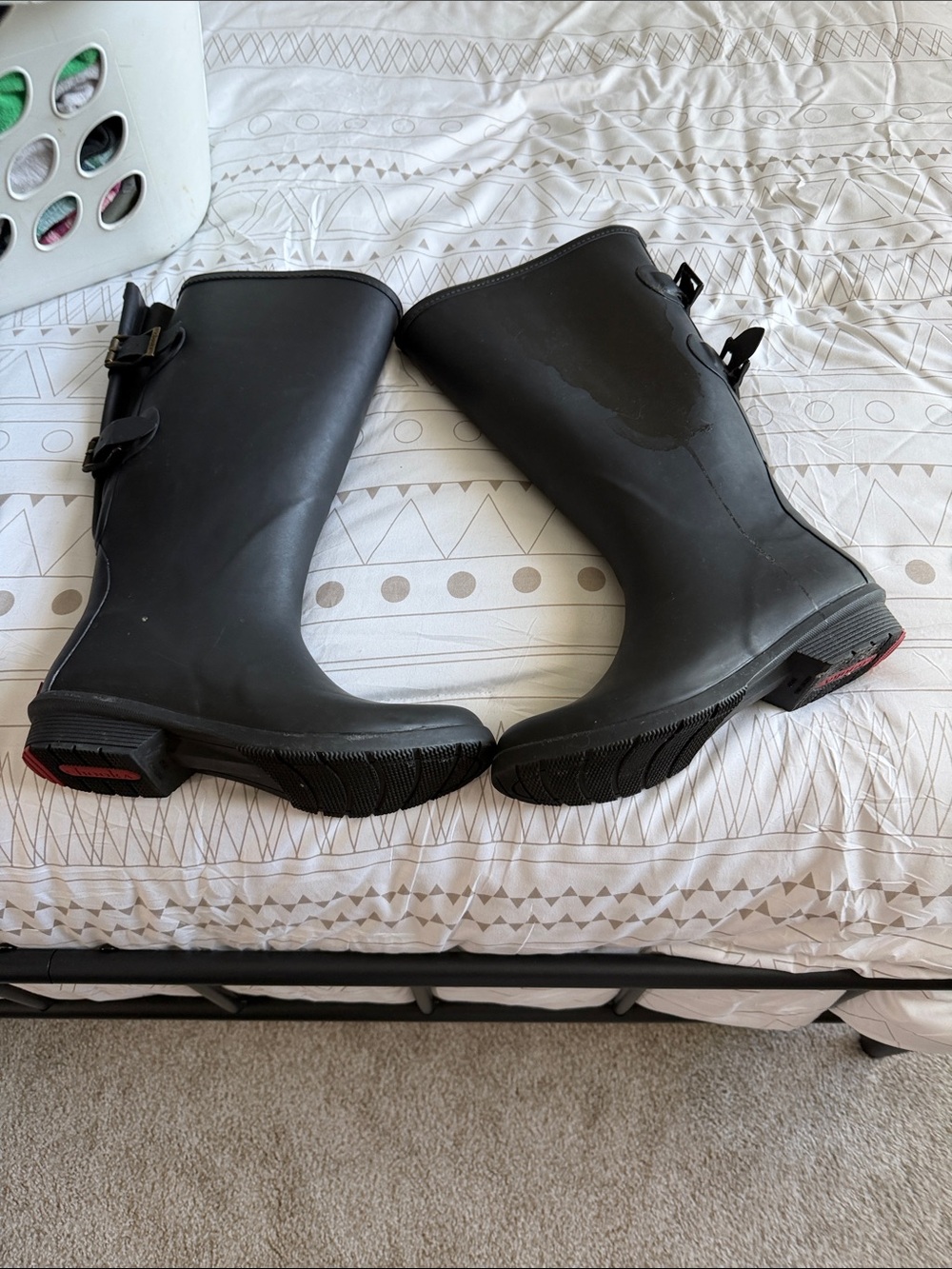 chooka Black Mid-Calf Rain Boots with Side Buckles